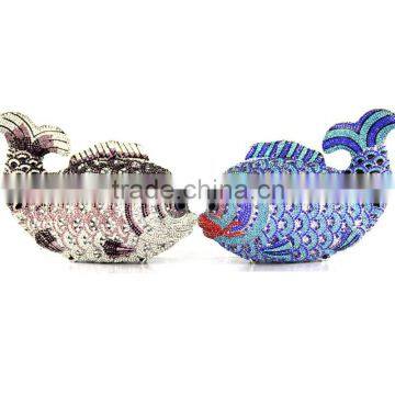 Love crystal animal shape fish clutch evening bags/wholesale clutch bags china/clutch bag frames