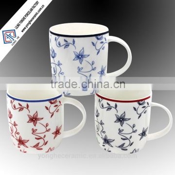 Super white porcelain mugs with decal printing