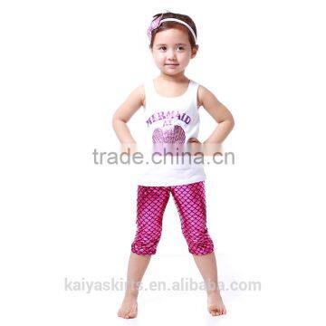 Multicolored 2016 stylish swim tank top beach boutique kids unique mermaid toddler outfit