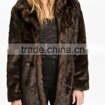 women's luxury hidden hook-eye closure faux fur coat