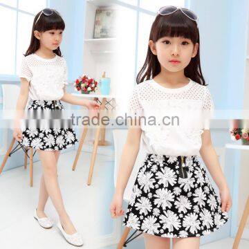 2118 New Style 100% Cotton Shirt+ Skirt Children Clothing Set