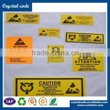 Silk screen printing acrylic pressure adhesive color-coding anti-vibration hazard warning label