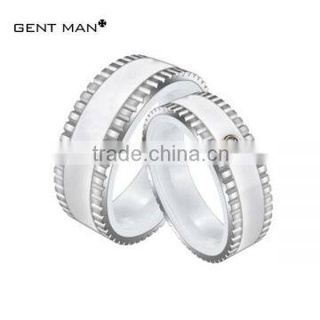 2014 New Design Fashion high polish stainless steel ring Jewelry gift for ceramic combine ring OEM