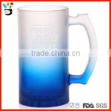 Custom Colored Frosted Star-Bottom Sports Beer Mug With Handy Thumb Grip