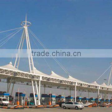 landscape of Toll Station canopy with FERRARI PVC coated tensile fabric