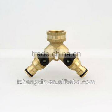 Brass 3-ways Y shape hose connector