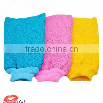 natural colorful body exfoliating gloves