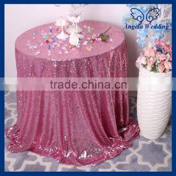 SQN001Z Morden fancy 100 polyester metallic sequence wedding rose pink sequin table cloth