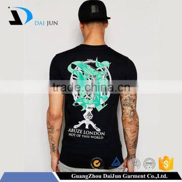 Daijun OEM Men Black Breathable100 Cotton Short Sleeve Black t shirts design custom