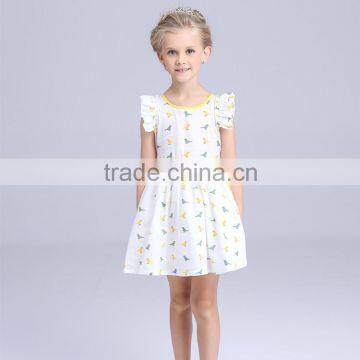 Plain popular style little girls cotton summer dresses