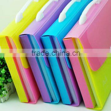 Best selling 13 pocket pp plastic bright color expanding file case with clips button supplier and manufacturer