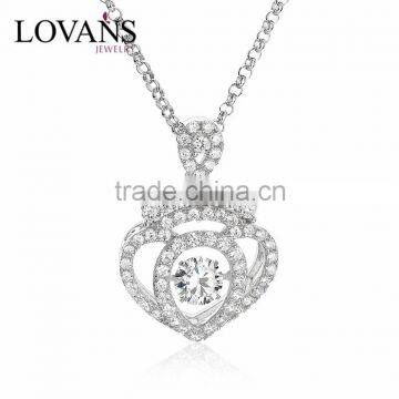 Pure S925 Silver Love Heart Jewelry Fashion Women Necklaces