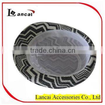 2016 Wholesale White and Black Zigzag Straw Mens' Trilby photo-4