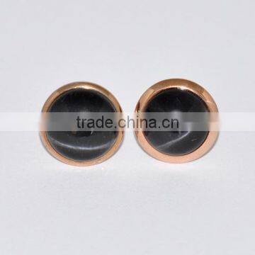 2014 Stainless Steel Stud Earrings With Black Stone(BE10702)