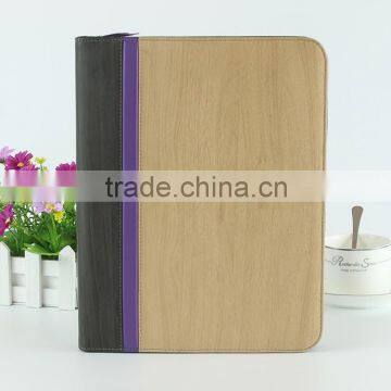Men Women Genuine Leather Padfolio with Power Bank