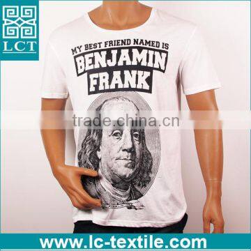 LCTN1786 wholesale Franklin fashion design 95 cotton 5 spandex t shirts