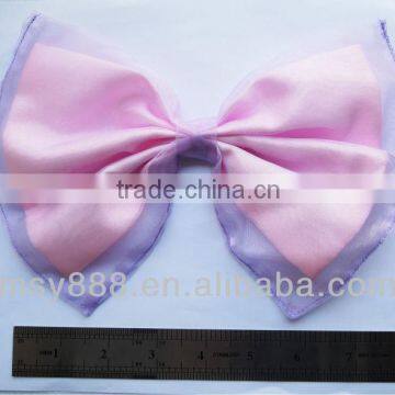 7''large yarn and polyester ribbon bows for hat decoration