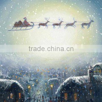 Canvas poster of Santas delivery in snow night