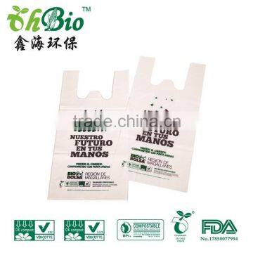 Promotional White EN13432 Certified Compostable shopping bag for supermarket