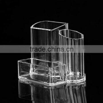 Acrylic Transparent Makeup Organizer Lipstick Brush Pen Card Holder With 3 Compartments
