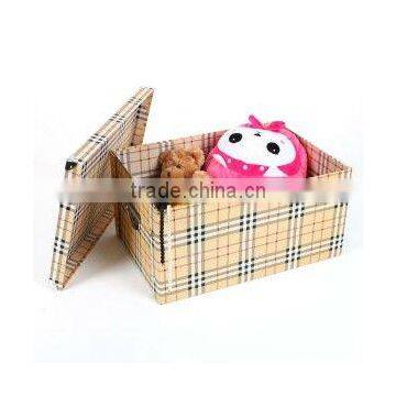 Gingham Print home storage box for bed room