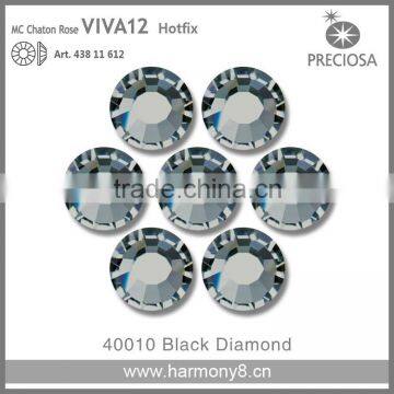 PRECIOSA Flat Back Hot Fix Rhinestones, Black Diamond MC Chaton Rose VIVA12