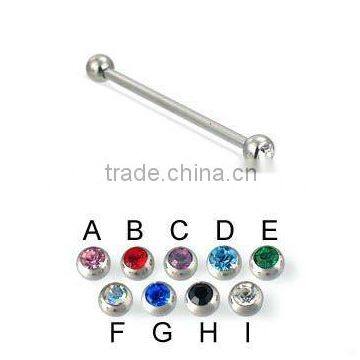 2015 fashion 316L steel crylstal industrial barbell ear body jewelry