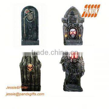 "Brand New Tombstone With Skull Halloween Prop