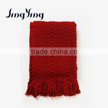 Top Sale Super Soft Red Color Acrylic Sofa Blanket