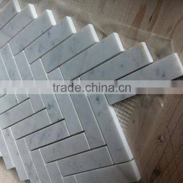 high quality carrara white herringbone marble mosaic tile