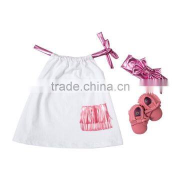 Pillowcase Dress Set.Including Top , Headband And Shoes.Tassel Element