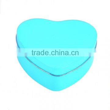 brisk-looking blue heart shape tin box