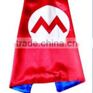 Double Layer 70cm Satin Kids Super Mario Bros Costume cape and masks