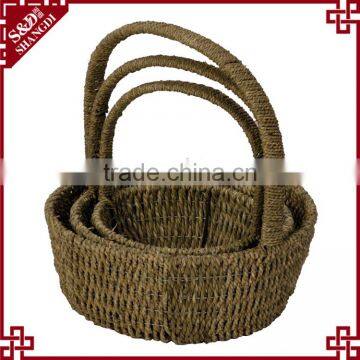 Set of 3 Seagrass Woven Hanging Basket Flower Decorative Gift Basket photo-2