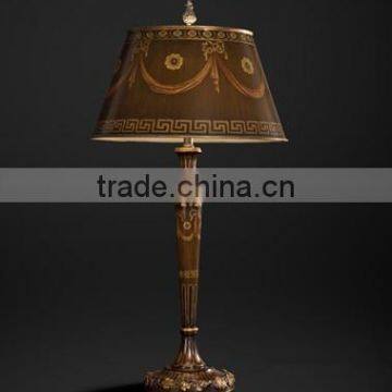 Antique Wood Carved Vase Shaped Table Lamp With Shade, Wooden Desk Lamp Painting With Sexy Leopard, Home Decorative Art & Crafts photo-2