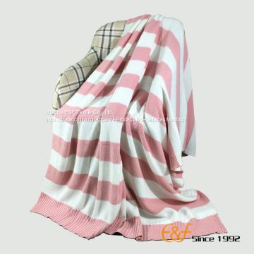 Double Color Stripe Cotton Knitted Blanket