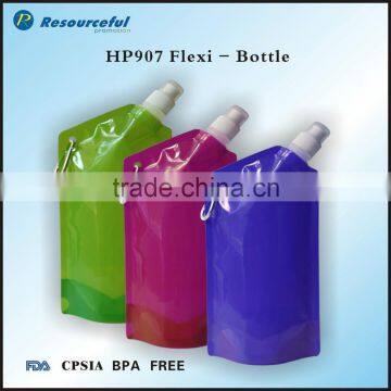 750ml foldable for easy storage water bottle with removable cap and handy carabiner
