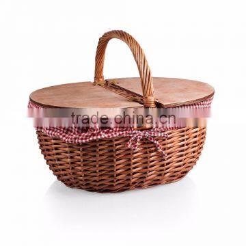 Hot sell High Quality cheap wicker basket with lid for picnic