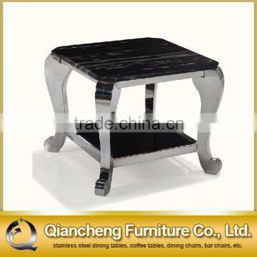 Black Marble Side Table With Silver Stainless Steel Frame for Wholesale photo-2