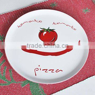 12" stoneware pizza plate with decal printing