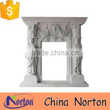 italian lady statue decorative carrara white marble fireplace NTMF-F852S