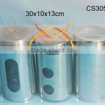 s/s stainless steel sleeves glass jar for spices in pvc box