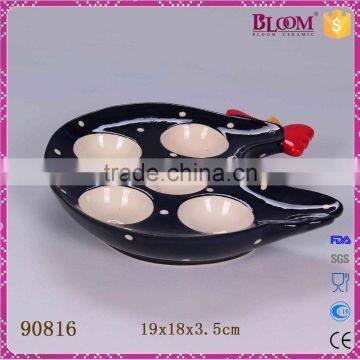 Black Chicken Ceramic Easter Egg Trays photo-3