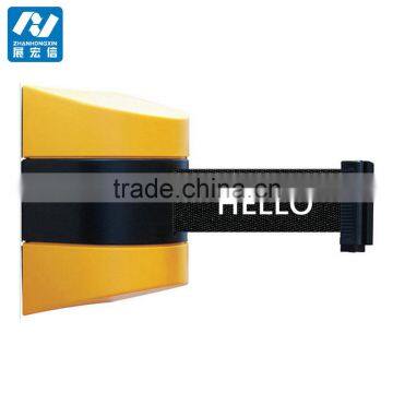 5m plastic wall mounted belt barrier for factory ,crowd control barrier