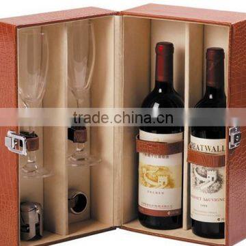 two bottles wood wine box