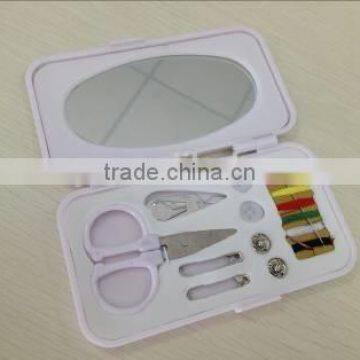 2015 New Design Plastic Needlework tool set Essential Sewing Tools Box Set With Mirror