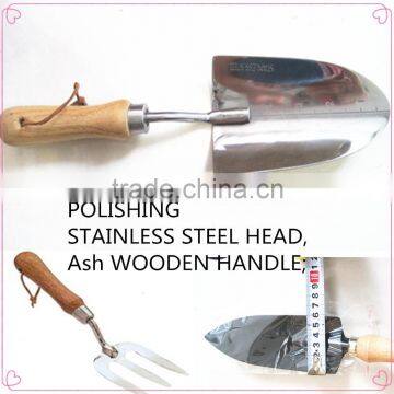 3 piece Polishing stainless head wooden handle shovel fork garden tool