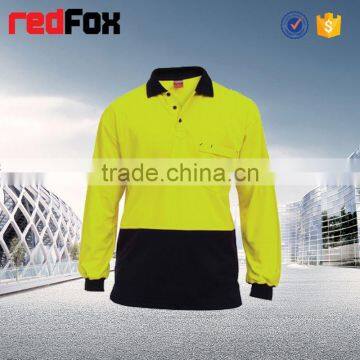 Mandarin Collar T-shirt Green Short-sleeved Sport Warning Security T-shirt Plain White Polo T-shirt photo-2