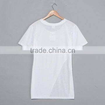 Fashion Lady Side Slits Asymmetric Hem T-shirt .sublimation Blanks. Print Your Own Design. Real Factory photo-2