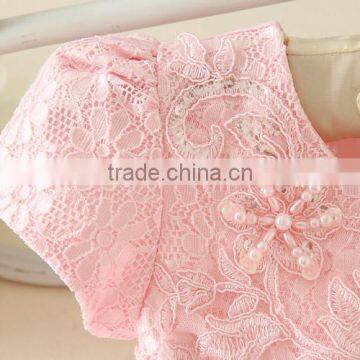 2017 Vietnam Summer Simple Baby Frock Design Pink Short Sleeves Bow-knot Sweet Birthday Party Dresses Turkish Clothes photo-6